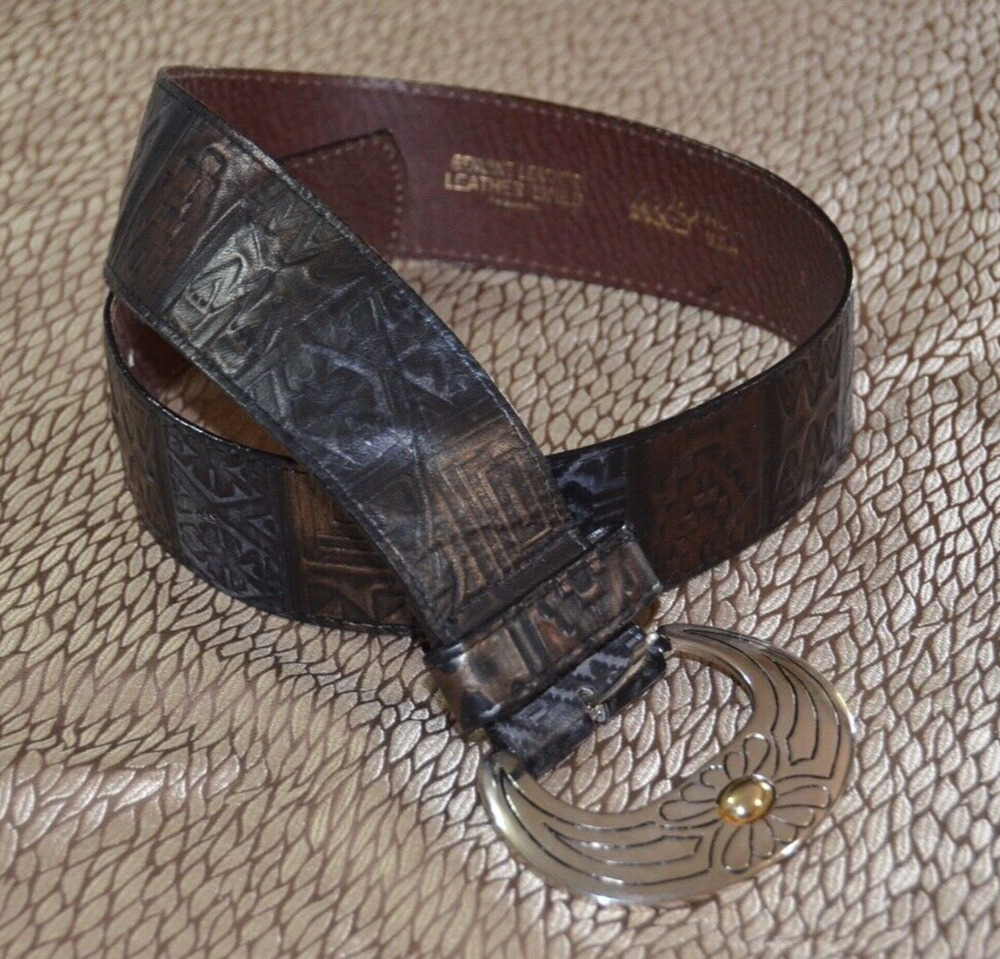 EA Emporio Armani Large Fashion Designer Belt Buckle Leather Belt Made in Italy